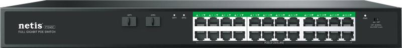 Imagen 1 del producto “Netis Switch POE P124GC - 24 Puertos POE y 2 Puertos SFP, 360W, 1000 Mbps, Watch Dog, Plug   Play, 250 Mts de alcance en transmisión, No Administrable ”