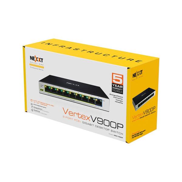 Imagen 1 del producto “Switch Nexxt Professional PoE+ Gigabit de 9 puertos - 10/100/1000, 60 W máx. ”