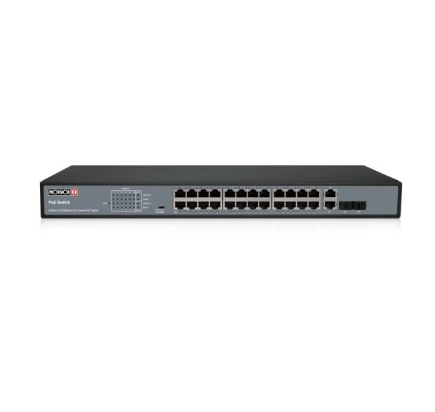 Imagen 1 del producto “Switch PoE de 24 canales - Total power 370W, en modo CCTV puedes conectar cámaras IP hasta 250 mts ”