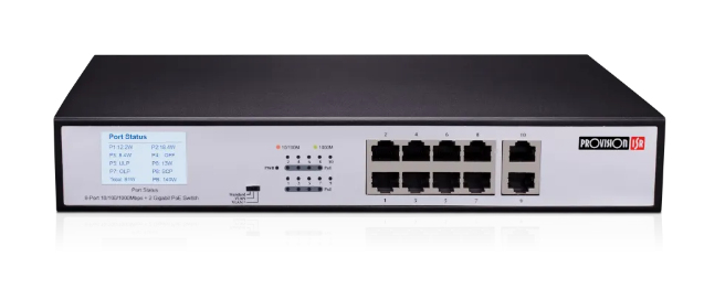 Imagen 1 del producto “Switch PROVISION-ISR POES-08120GC+2GI - 8 puertos Poe 10/100 mbps + 2 Uplink. 130 watts ”