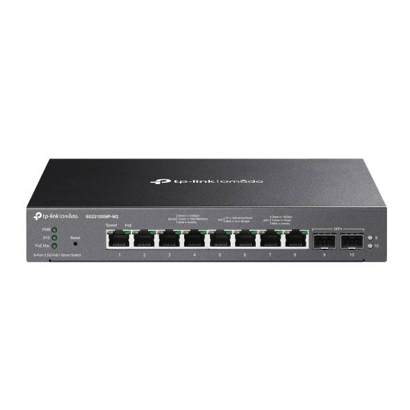 Imagen 1 del producto “Conmutador inteligente Omada de 8 puertos 2.5GBASE-T y 2 puertos 10GE SFP+ con 8 puertos PoE+ - ”