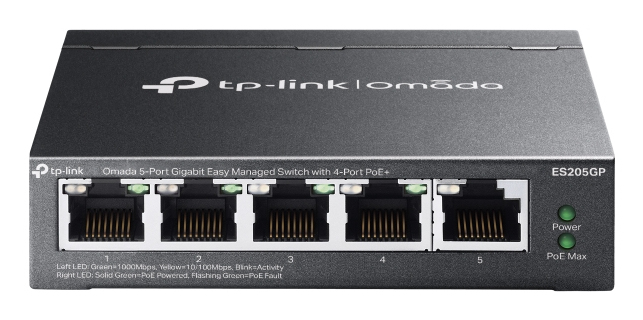 Imagen 1 del producto “Switch Gigabit OMADA  (ES205GP) 5 puertos RJ45 de 10/100/1000 Mbps ( los puertos 1 a 4 admiten PoE 802.3af y PoE+ 802.3at) - Autonegociación/MDI/MDIX automá ”