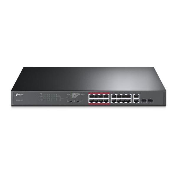 Imagen 1 del producto “SWITCH POE TP-LINK TL-SL1218MP - 10/100Mbps + 2 Gigabit, Negro, 18, 7W, 16 puertos ”