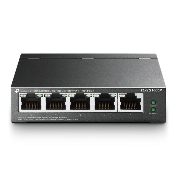 Imagen 1 del producto “Switch no administrable (TL-SG1005P) de (5) puertos 10/100/1000 Mbps - (4) Puertos POE + ”