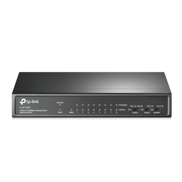 Imagen 1 del producto “Switch de escritorio de 9 puertos a 10 / 100Mbps con 8 puertos PoE+ - ”