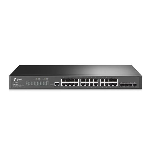 Imagen 1 del producto “Switch TP-LINK SG3428 - Gigabit administrable JetStream L2  RJ45, 24 puertos, 10/100/1000, (4) Gigabit SFP, (1)Puerto de consola Micro USB ”