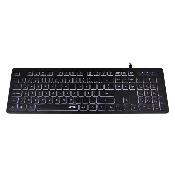Imagen 1 del producto “Teclado Alámbrico Iluminado ACTECK TS425 - USB, Español, Negro ”