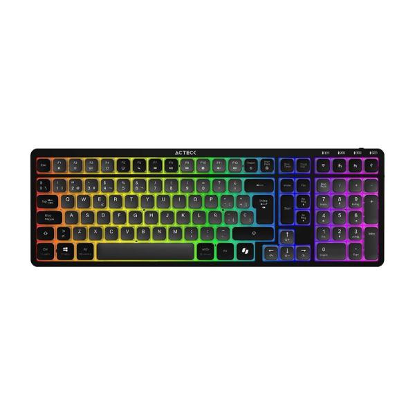 Imagen 1 del producto “Teclado Inalámbrico RGB Techno PRO TI790 Acteck Elite Series Iluminación RGB - Teclado Multidispositivo Inalámbrico, Dongle 2.4Mhz, Bluetooth ”