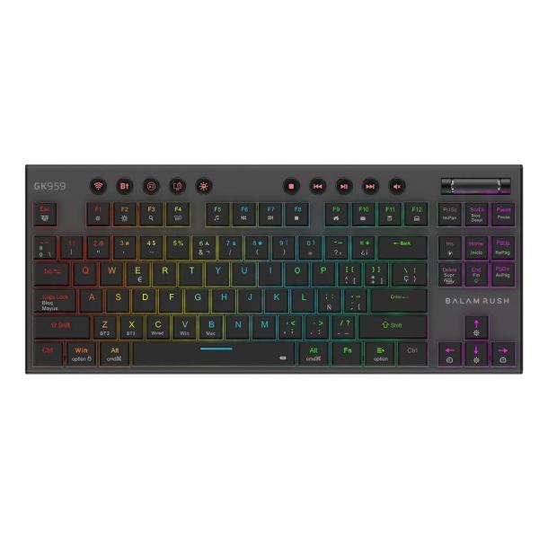 Imagen 1 del producto “Teclado Gamer Inalámbrico DOMINATE EXPERT GK959 Balam Rush Legend Series Conecta Multidispositivo - Color Negro, BR-940405 ”