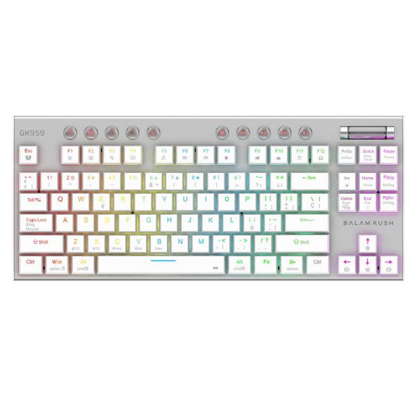 Imagen 1 del producto “Teclado Gamer Inalámbrico DOMINATE EXPERT GK959 Balam Rush Legend Series Conecta Multidispositivo - Color Blanco, BR-940412 ”