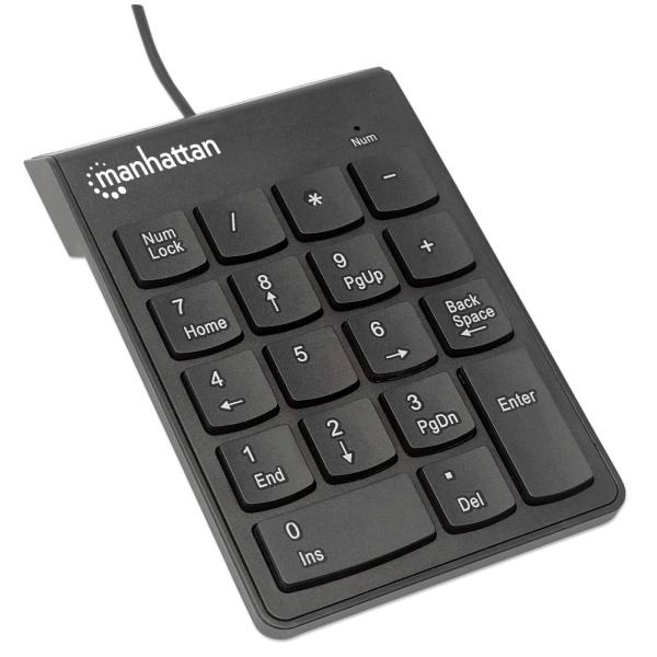 Imagen 1 del producto “176354 Teclado numérico alámbrico USB - 18 teclas del mismo tamaño incluye tecla de retroceso Color Negro. ”