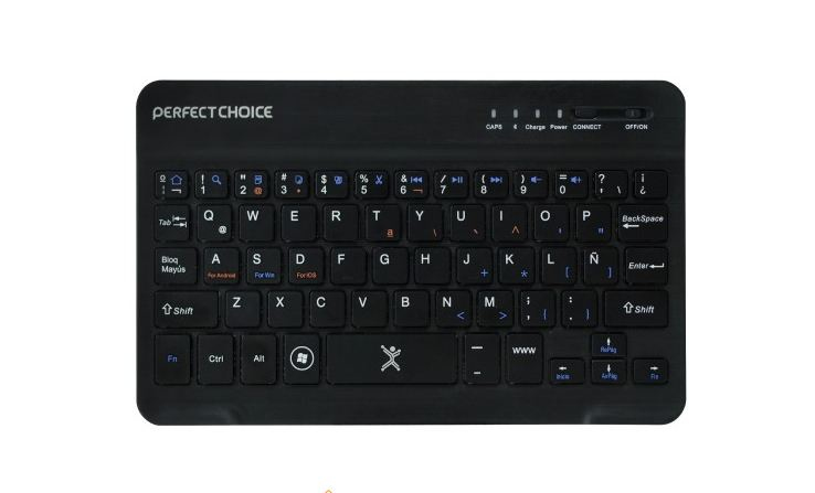 Imagen 1 del producto “Mini Teclado Inalámbrico Bluetooth Universal Ultra delgado Color Negro | PERFECT CHOICE - ”