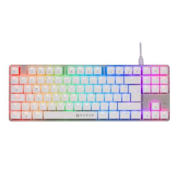 Imagen 1 del producto “NACEB TECLADO MECANICO TKL GAMER LOW PROFILE RGB 80  K1009 87 TECLAS FULL BLANCAS - ”