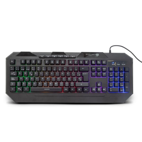 Imagen 1 del producto “TECLADO GAMER NGK-HYDRA 114 TECLAS RETROILUMINADO LED MULTICOLOR DISENO ERGONOMICO 6 BOTONES MULTIMEDIA NEGRO - ”