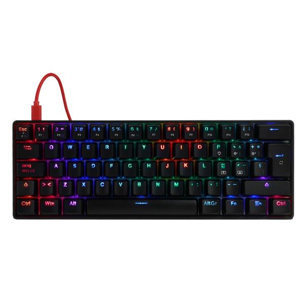 Imagen 1 del producto “Teclado Mecánico 60  Game Factor KBG560-RD - Rgb, Teclas Extras Red Intercambiables, Red Switch, Usb Rojo ”