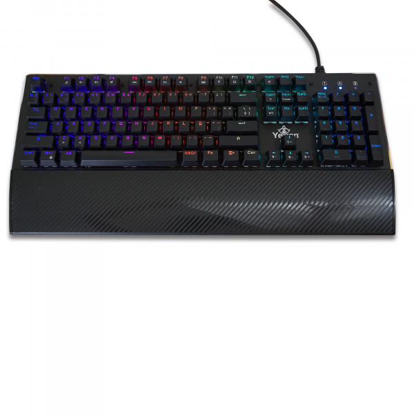 Imagen 1 del producto “YEYIAN TECLADO GAMER FLASER SERIE 2000 SWITCH ROJO - ANTI GHOSTING  NKEY, 105 TECLAS MECANICAS RGB IND, 14 EFECTOS PREDEF, USB, YAT-1803 ”