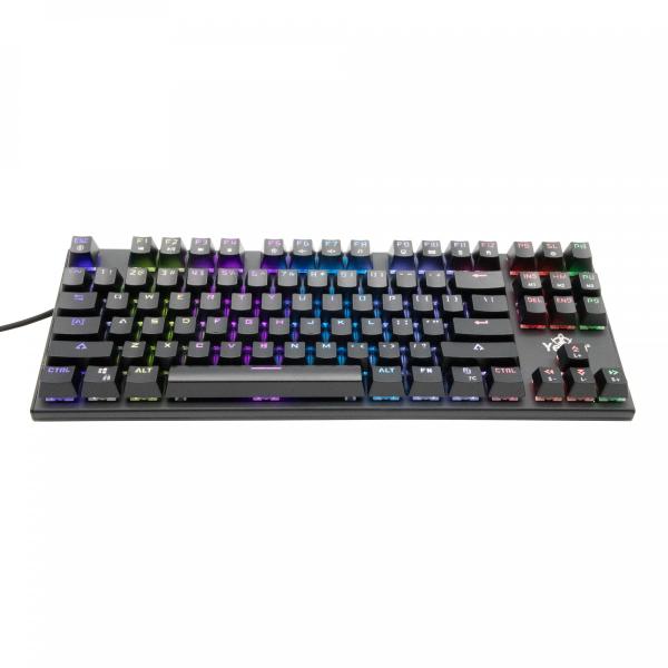 Imagen 1 del producto “YEYIAN TECLADO GAMING SPARK SERIE 2000 - 87 TECLAS, SWITCH AZUL, ANTI GHOSTING N-KEY, 50M DE PULSACIONES, RGB DINAMICO, ACABADO ANTISUDOR, MOD. YAT1804 ”