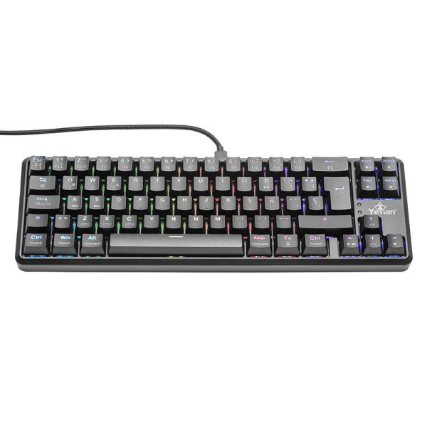 Imagen 1 del producto “YEYIAN - TECLADO GAMER AKIL S3500, SWITCH AZUL, 69 TECLAS, ANTI GHOSTING Y N-KEY, LED RGB DE ARCOIRIS, 18 EFECTOS, IP42, USB, BATERIA INT YTM-28210B ”