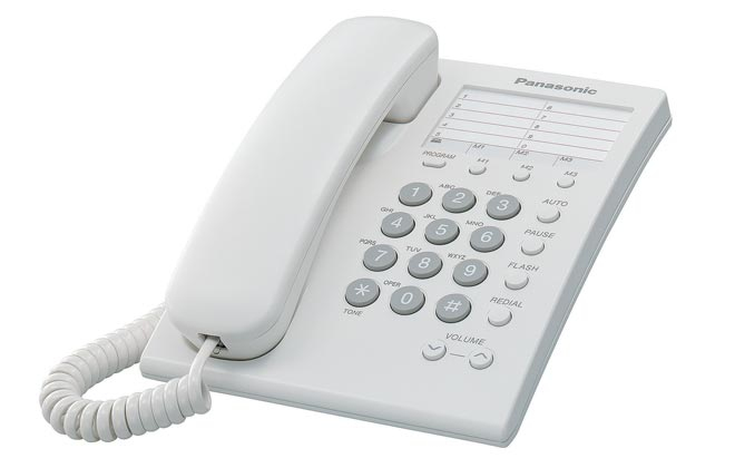 Imagen 1 del producto “PANASONIC Telefono analogico - marcador rapido de 10 numeros para pared/escritorio, Blanco ”