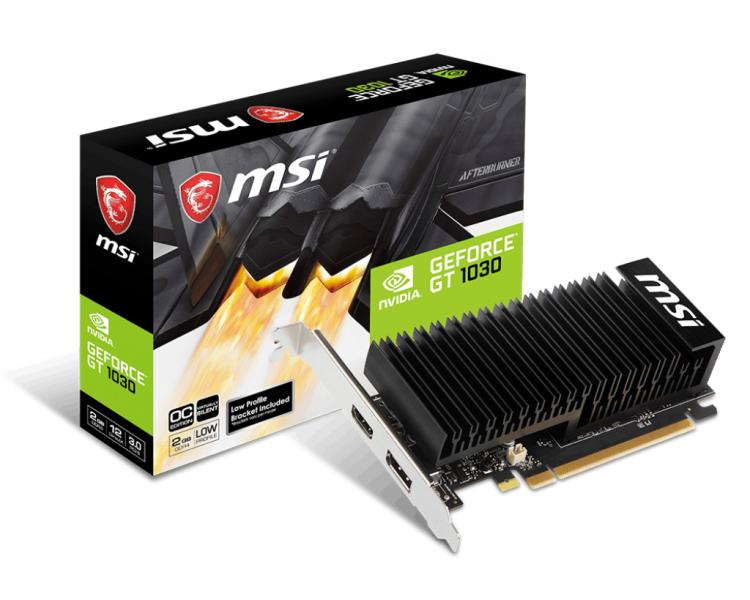 Imagen 1 del producto “Tarjeta de Video MSI GT 1030 SGD4 LP OC - 2 GB GDDR4, NVIDIA, GeForce GT 1030, 2GB, GDDR4, PCI Express x16 3.0 ”