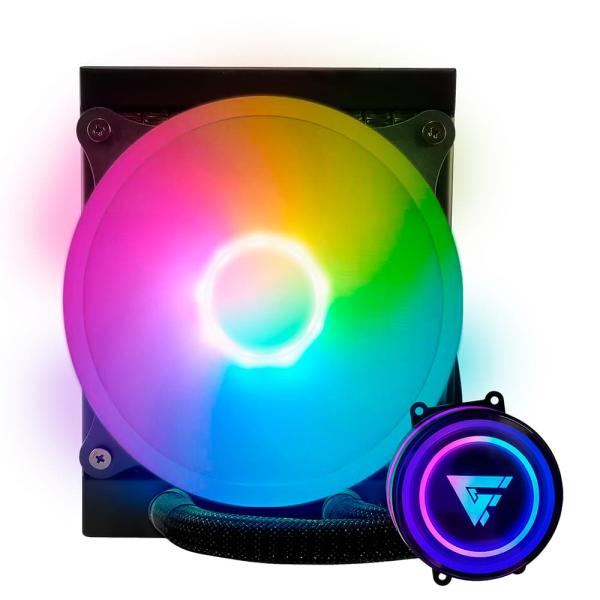 Imagen 1 del producto “Enfriamiento Liquido. Gamer Factor LQG501. 120MM - RGB, TDP 150W, 1 fan 120mm 70 CFM, Negro. ”