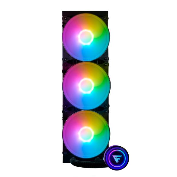 Imagen 1 del producto “LQG700 BK ENFRIAMIENTO LÍQUIDO GAME FACTOR LQG700 - 360mm, RGB, 3 fan 120mm, NEGRO ”
