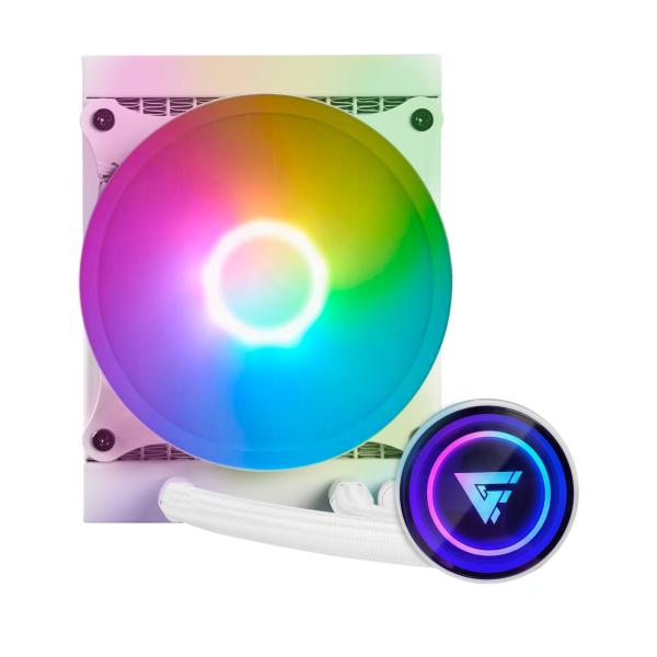 Imagen 1 del producto “Enfriamiento Liquido. Gamer Factor LQG501. 120MM - RGB, TDP 150W, 1 fan 120mm 70 CFM, Blanco. ”