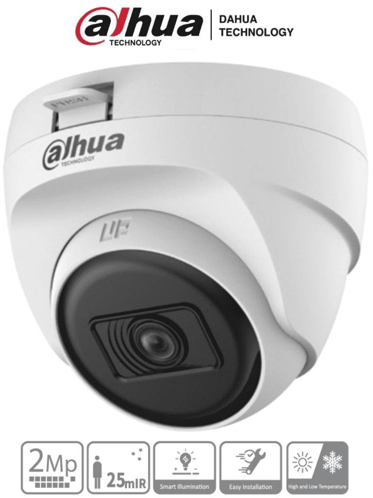 Camara DAHUA HAC-T1A21N-U-28 - Cámara Domo de 2 Megapixeles - Lente 2.8 mm, 100 Grados de Apertura, Smart ir 25 Mts, Uso Interior, CVI, TVI, AHD, CBVS.