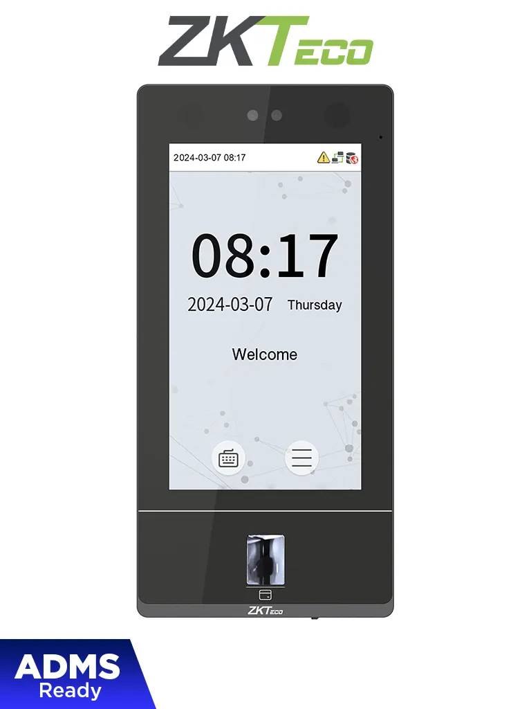 ZKTECO SenseFace 7A - acceso y asistencia para 10K rostros / 10K huellas / 50K tarjetas de 125kHz / TCP/IP / IP65 / Software Gratuito ZKBio Zlink -